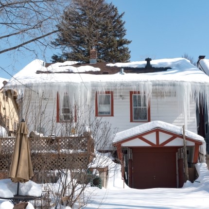 home with ice dams