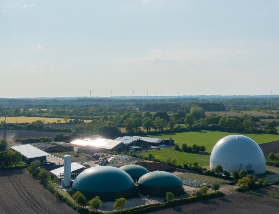 aerial view of biogas plant