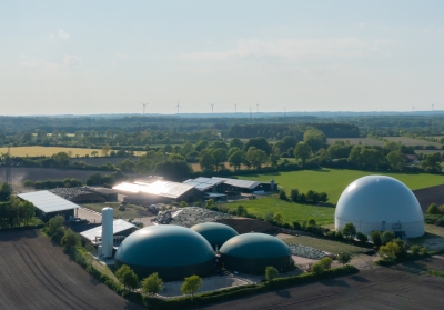 aerial view of biogas plant