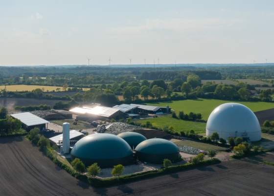 aerial view of biogas plant